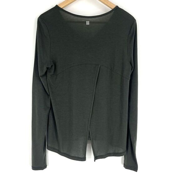 Sweaty Betty Top Size Small Womens Olive Green Split Back Long Sleeve Yoga Shirt - Picture 5 of 10